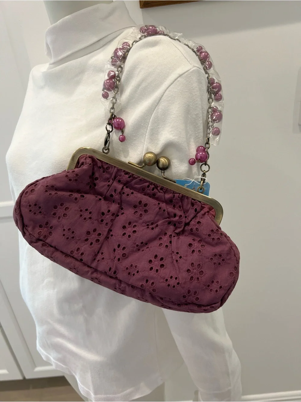 NWT Vintage Tara Jarmon x Target Purple Eyelet Kiss Lock Bag